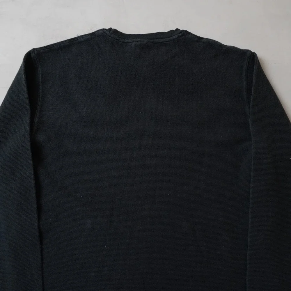 Polo Ralph Lauren Mens XL Black Waffle Knit Long Sleeve Sleepwear Shirt Red Pony